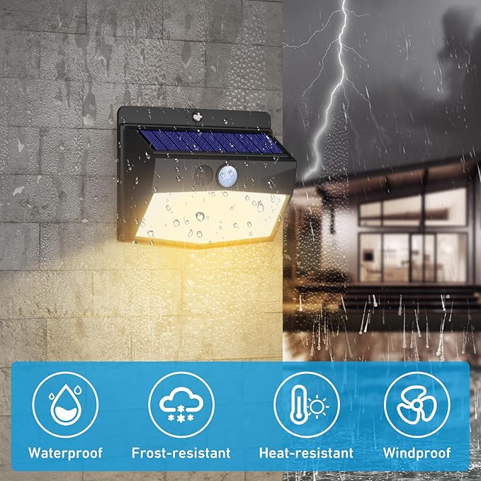 Solar Motion Sensor Lights Outdoor [ 12 Packs/138 LED ] Solar Fence Lights with 3 Lighting Modes, Solar Powered Security Lights Waterproof for Outside Yard Garden Backyard Deck Step Garage,Warm White-VerdiqueGarden