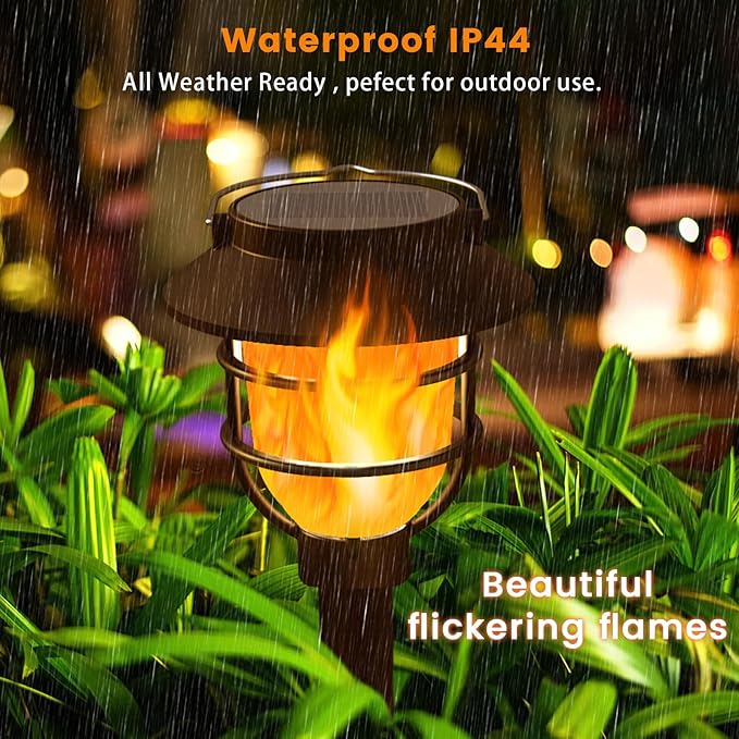 10 Pack Solar Pathway Lights Outdoor - Bright Solar Powered Garden Lights with Flickering Flame, Auto On/Off Waterproof Path Lights Decorative, Landscape Lighting for Yard Patio Walkway Driveway-VerdiqueGarden