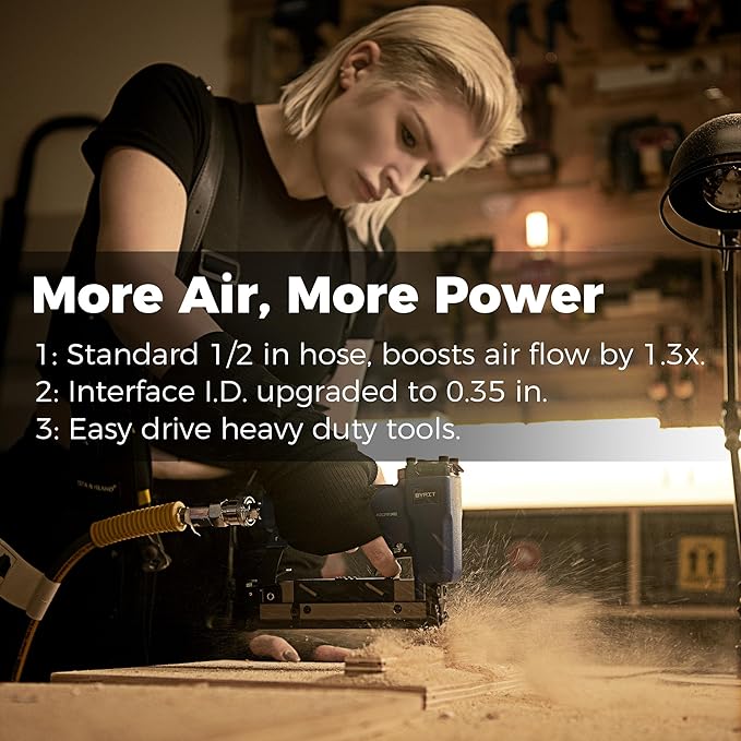 Double Arm Air Hose Reel 50 ft Retractable, 1/2 in Hybrid Hose Heavy Duty Steel Professional Air Compressor Hose Reel with 5 ft Lead in Max 300PSI Auto Rewind Quick Coupler Swivel Fitting-VerdiqueGarden