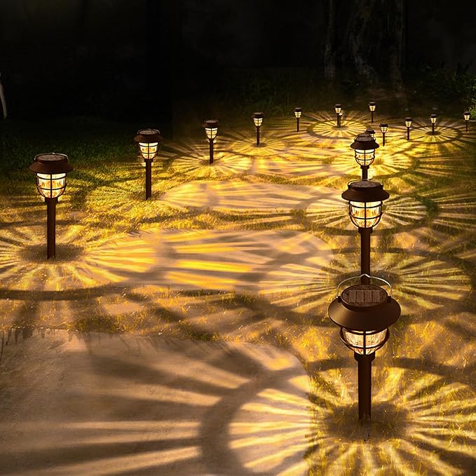 10 Pack Solar Pathway Lights Outdoor - Bright Solar Powered Garden Lights with 3000K Warm LED, Auto On/Off Waterproof Path Lights Decorative, Landscape Lighting for Yard Patio Walkway Driveway-VerdiqueGarden