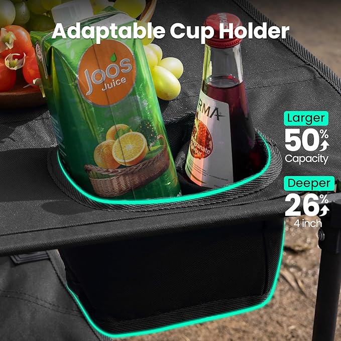 Folding Camping Table, Portable Outdoor Picnic Table, Rectangular Lightweight Camp Table with Storage, Cup Holder and Carry Bag for Barbeque Beach Camping and Tailgate-VerdiqueGarden