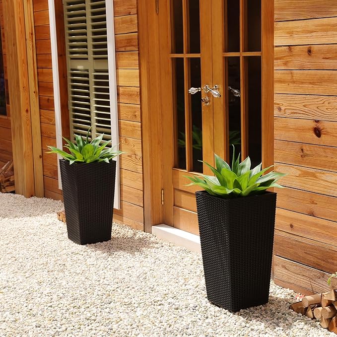 Artificial Plants Outdoor,UV-Resistant Fake Agave Succulent Plant 23 Inch Medium Size Faux Succulents Stems for Indoor Realistic & Natural Home Decor Plants for Office Housewarming 2 Pack-VerdiqueGarden