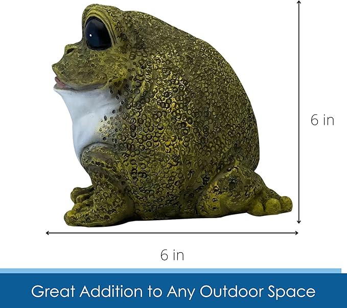 Stocky Frog Decorative Garden Statue and Key Hider - Hides a Secret Extra Hidden Key Outside in Garden, Yard or Porch-VerdiqueGarden