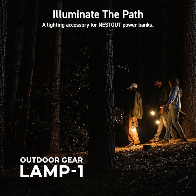 ELECOM NESTOUT Outdoor Camping LED Lantern w/ Mini Tripod, Dimmable USB Powered Soft LED Light, IP44 Water Dust Resistant, 10-350 Lumen, Portable Lamp for NESTOUT Power Bank, Beige (LAMP-1)-VerdiqueGarden