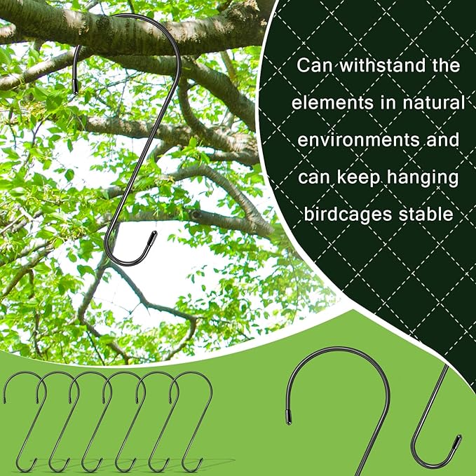 6 Pack 12 Inch Extra Large S Hooks for Hanging Plants, Rust-Proof Heavy Duty Tree Branch Hooks Plant Hooks Outdoor for Hanging Bird Feeder,Patio,Indoor Uses-VerdiqueGarden
