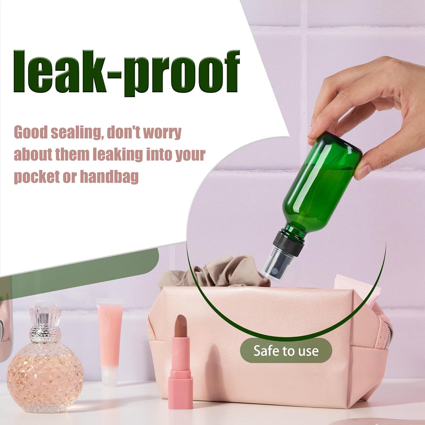 2 oz Glass Spray Bottles, Reusable Fine Mist Sprayer Small Spray Bottle, Leak-Proof Design, Perfect for Travel, Skin Care, Perfumes, Botanical, Cleansing (Green, 2oz-24pcs)-VerdiqueGarden