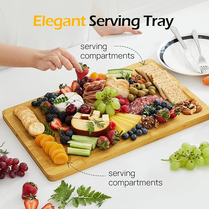 Kitchen Essentials Natural Bamboo Cutting Board XL With Durable, Knife-Friendly Surface & Deep Juice Groove – Perfect For BBQ(Pre Oiled, Natural)-VerdiqueGarden