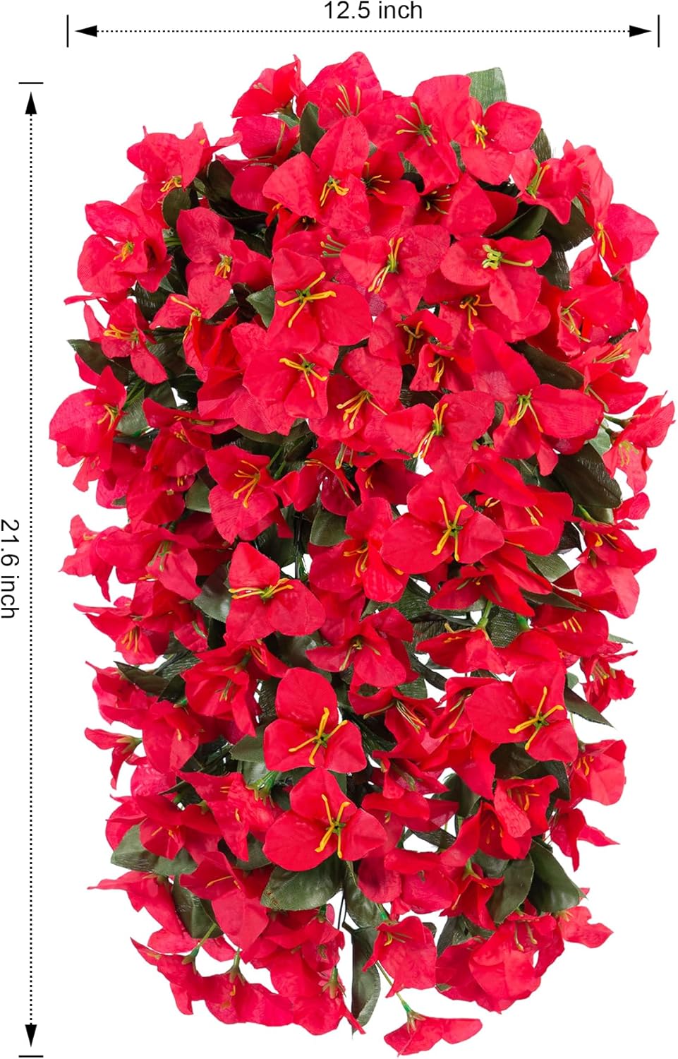 Bougainvillea Artificial Hanging Flowers Plants for Outdoors Decoration, 2pcs Fake Flowers Silk Bougainvillea Vines Realistic UV Resistant Faux Flowers for Outdoor Planters Porch Patio, Red-VerdiqueGarden