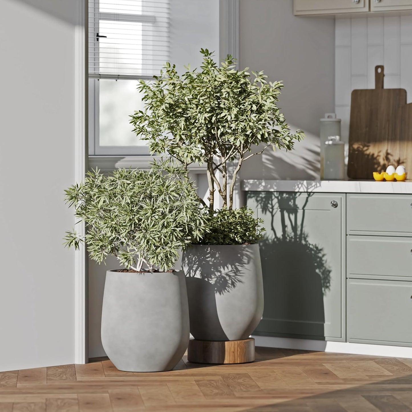 DTY Signature Mount Wilson Lightweight and Durable Modern Fiberstone Tapered Planter for Indoor Outdoor, Drainage Hole & Rubber Plug, Weather Resistant, 11.8" H x 11" Dia, 8" Opening - Small, Gray-VerdiqueGarden