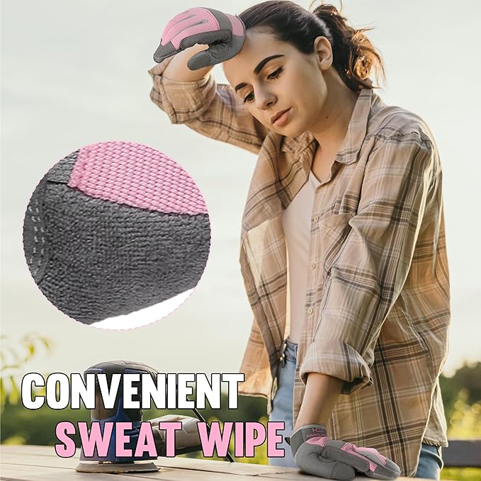 HANDLANDY Women Safety Work Gloves Utility Touch Screen Working Grip Glove for Yardwork Gardening Breathable Mechanic Gloves-VerdiqueGarden