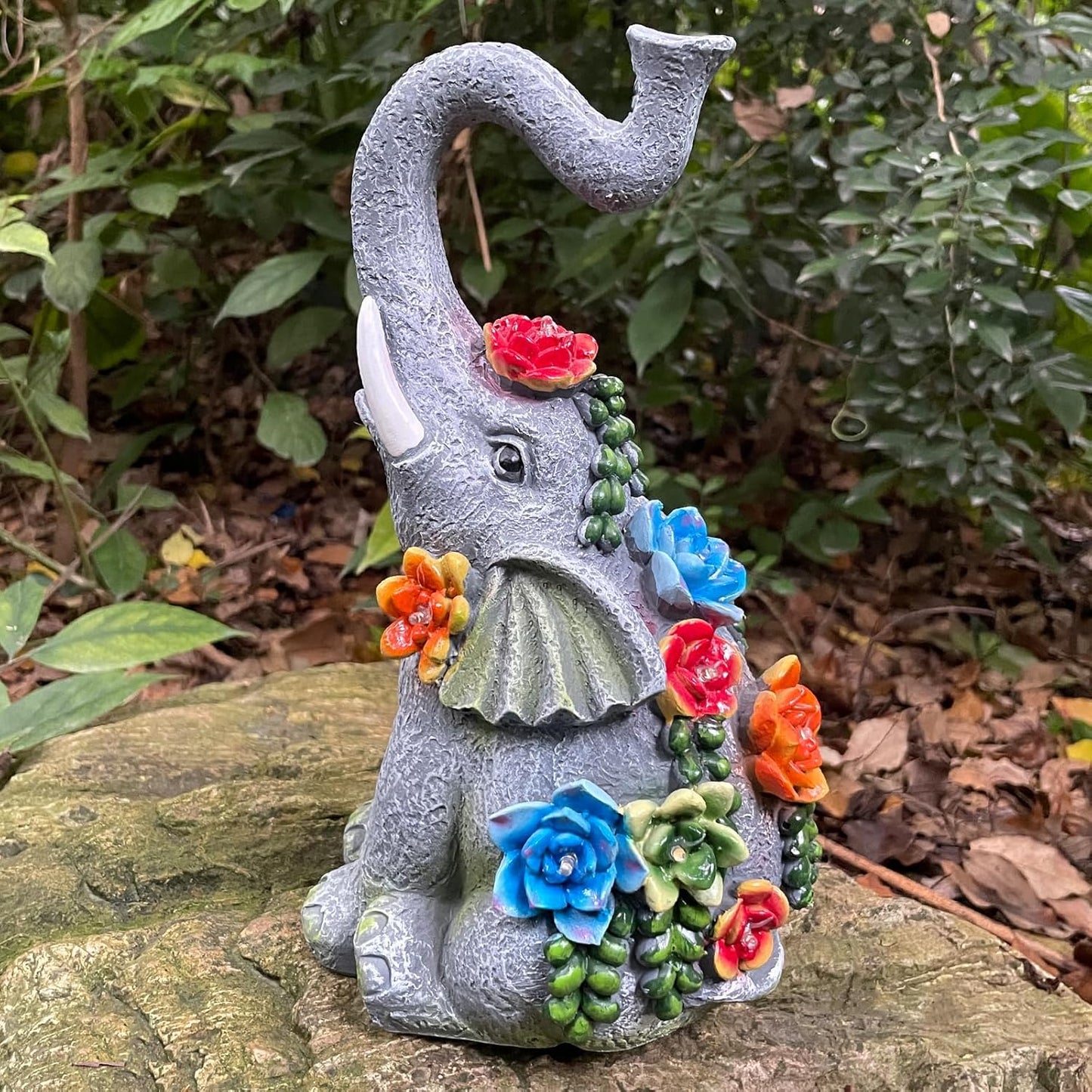 Solar Garden Statue Elephants Figurine with Solar Lights Outdoor Yard Decorations for Patio Porch Home Elephant Gifts for Women Mother's Day Housewarming Birtheday Gifts-VerdiqueGarden
