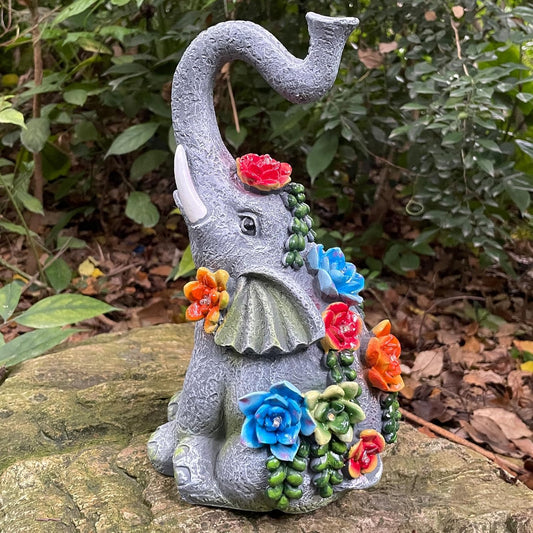 Solar Garden Statue Elephants Figurine with Solar Lights Outdoor Yard Decorations for Patio Porch Home Elephant Gifts for Women Mother's Day Housewarming Birtheday Gifts-VerdiqueGarden
