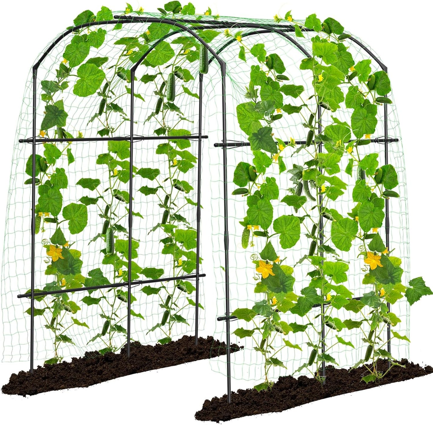 DoCred Tall Garden Arch Trellis for Climbing Plants, 87in Tall Metal Plant Support Trellis Archway for Climbing Vine Vegetable/Fruit/Flower Outdoor Yard Lawn Garden Arch Tunnel Trellis-VerdiqueGarden