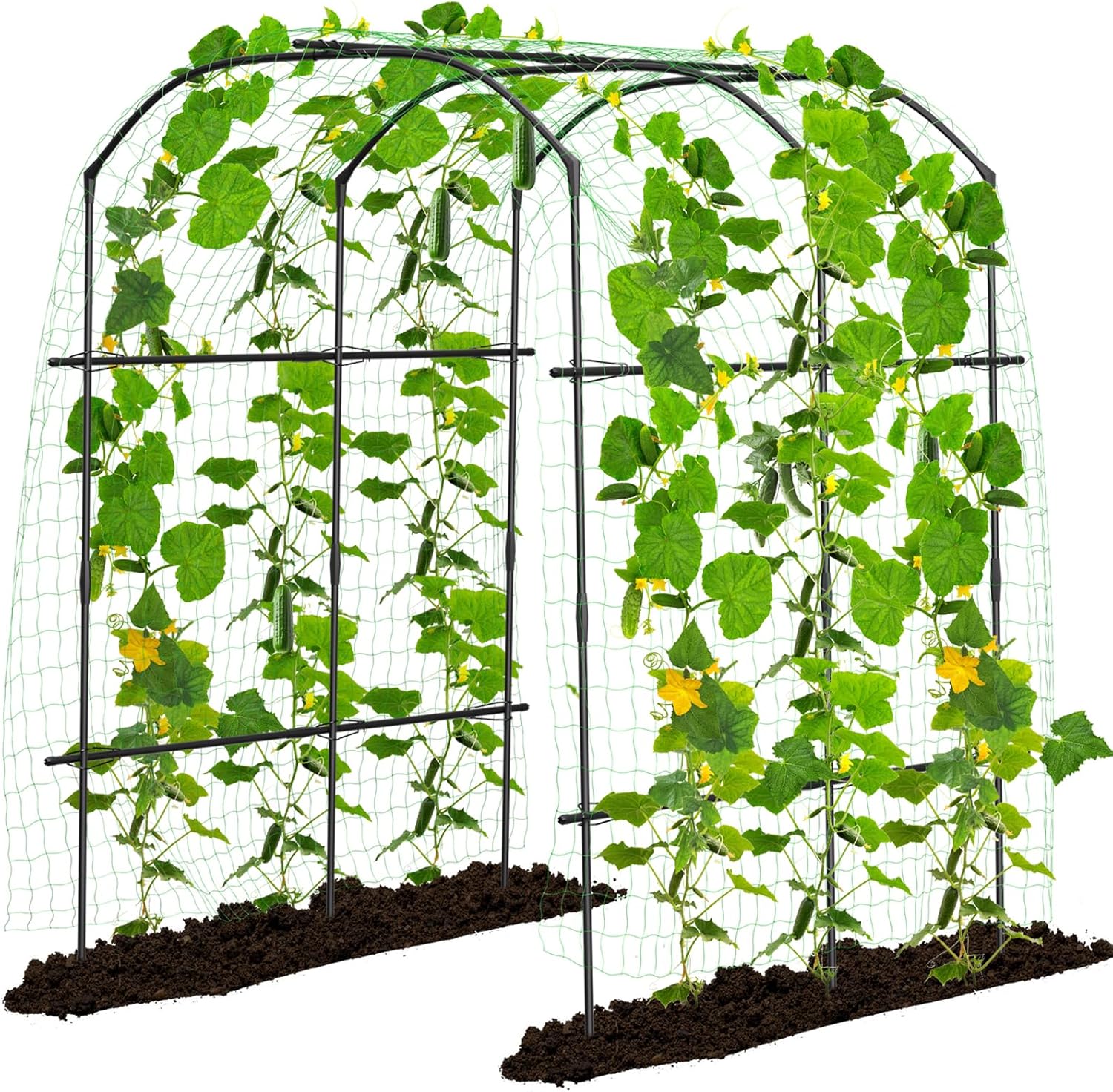 DoCred Tall Garden Arch Trellis for Climbing Plants, 87in Tall Metal Plant Support Trellis Archway for Climbing Vine Vegetable/Fruit/Flower Outdoor Yard Lawn Garden Arch Tunnel Trellis-VerdiqueGarden