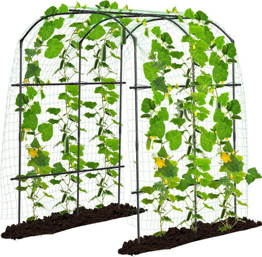 DoCred Tall Garden Arch Trellis for Climbing Plants, 87in Tall Metal Plant Support Trellis Archway for Climbing Vine Vegetable/Fruit/Flower Outdoor Yard Lawn Garden Arch Tunnel Trellis-VerdiqueGarden
