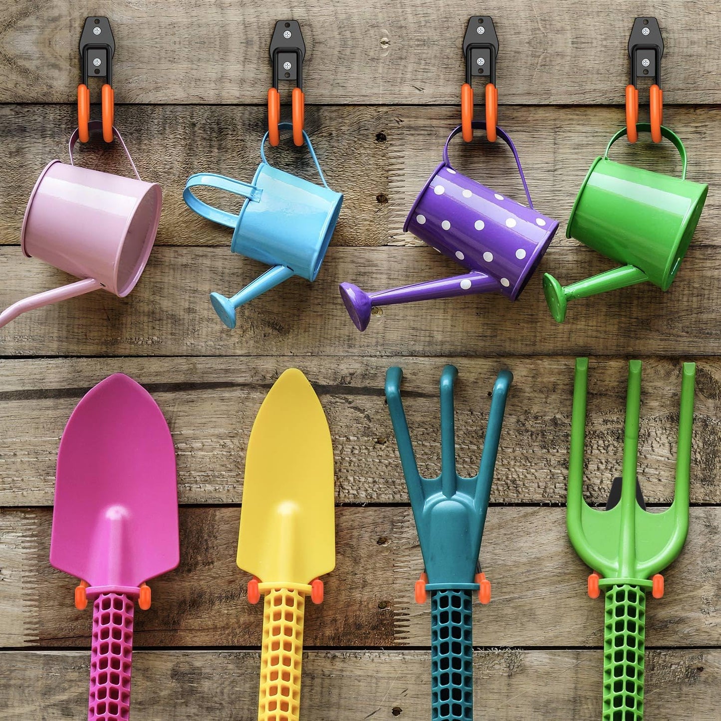 Heavy Duty Garage Hooks 4 Pack, J Shaped Hanger, Wall Mounted Storage System, Power and Garden Tool Organizer, for Hanging Ladders, Bikes Tires, Hose, Bulk Items-VerdiqueGarden