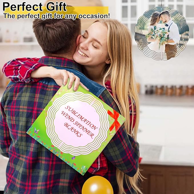 Remiawy Sublimation Wind Spinner Blanks, 6 Pack 10 Inch 3D Aluminum Metal Hanging Wind Spinners Sublimation Blanks Kinetic Sculpture DIY Crafts for Yard Garden Indoor Outdoor Porch Decoration Round-VerdiqueGarden