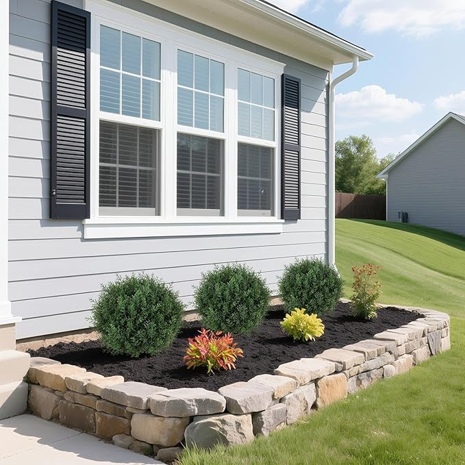 Artificial Cedar Shrubs Ball Trees with Ground Spike, 24.6 inche Tall UV-Resistant Fake Outdoor Plants Evergreen Trees, Realistic Faux Pine Bushes for Front Porch Home Patio Garden, 1 Pcs-VerdiqueGarden