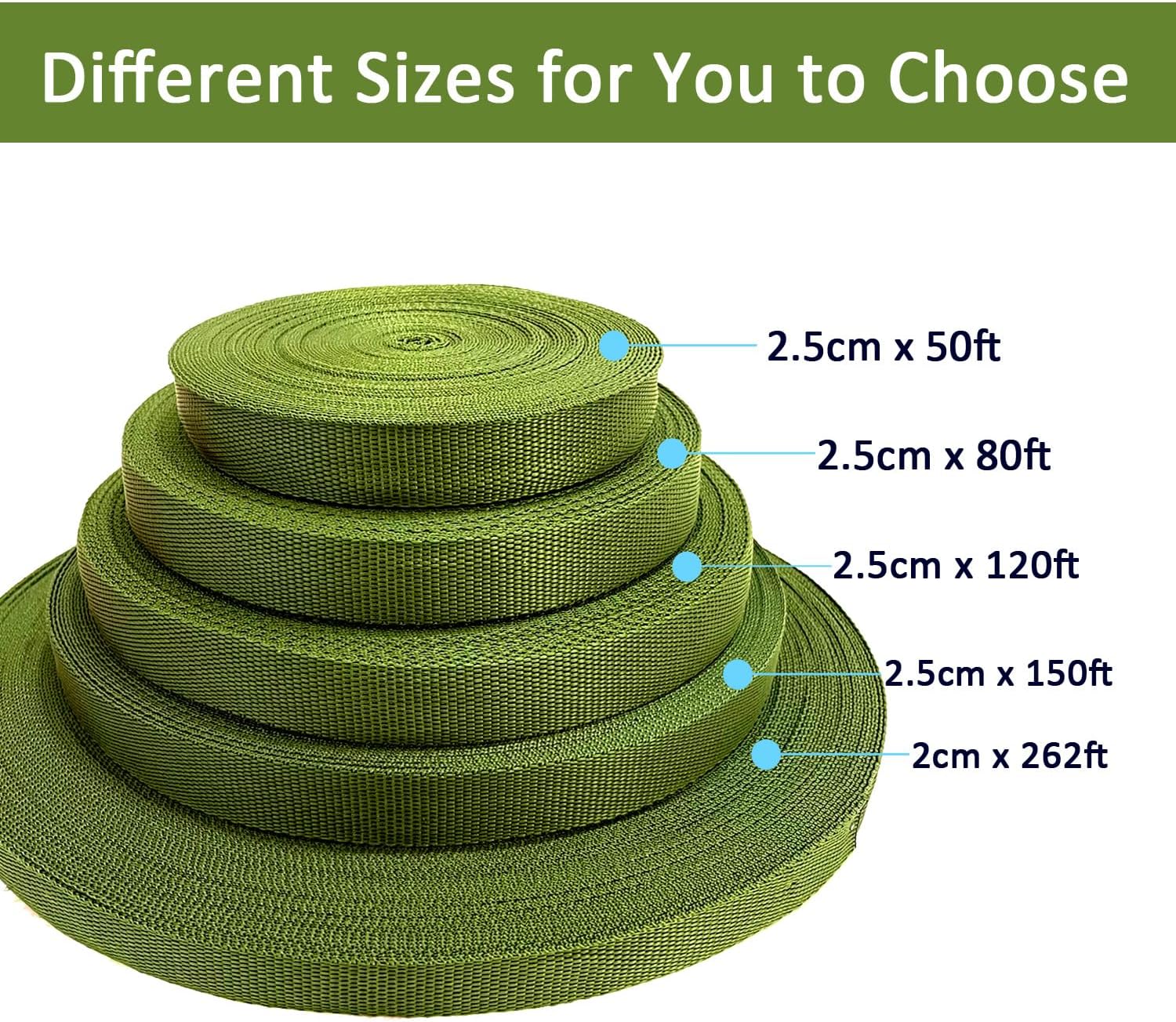 80 Feet Tree Tie Strap 1 Inch Tree Support Ties 1,980Lbs Strength Green Staking and Guying Material Plant Tie Garden Tie Green Tree Tie Rope for Outdoor Use, Straightening Supplies-VerdiqueGarden