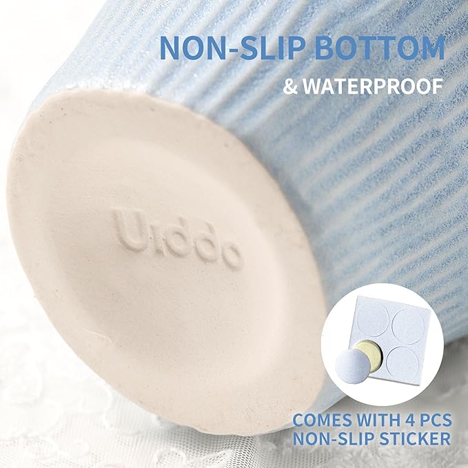 Ceramic Vase for Home Decor,11.6 Inch Flower Vases，Decorative Blue Vase for Pampas Grass，Modern Art Texture Vases for Home Entryway Living Room Dining Table Farmhouse Office Decor-Mat Blue-VerdiqueGarden