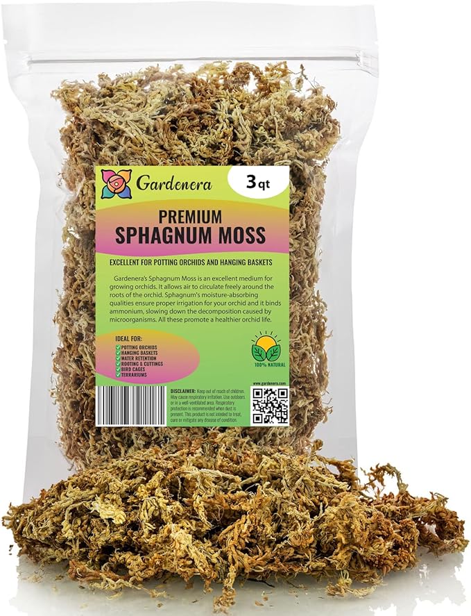 Premium New Zealand Sphagnum Moss by Gardenera - Organic Hand Mixed Long Fibered Sphagnum Moss Orchid - 3 Quart-VerdiqueGarden