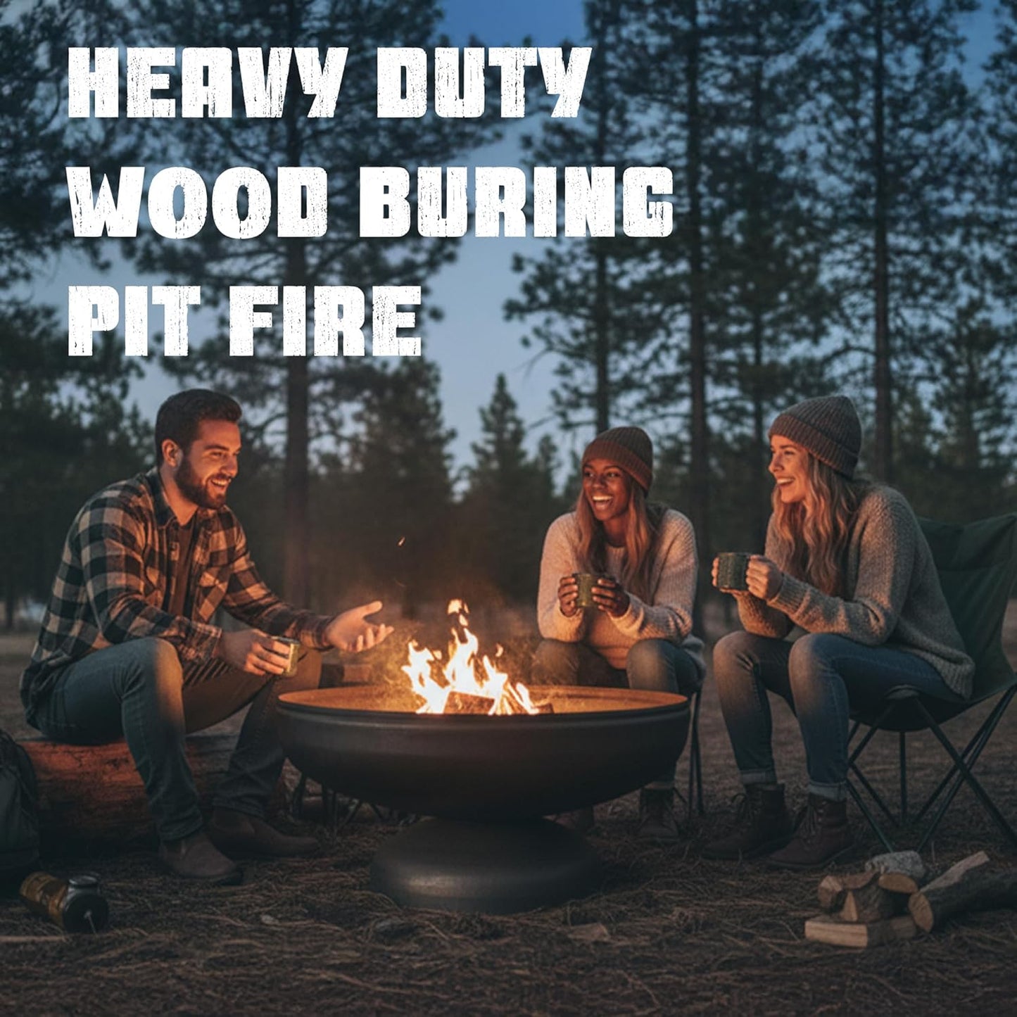 Patriot Fire Pit – Ohio Flame Wood Burning Outdoor Fire Pit - 42" Diameter (Made in USA)-VerdiqueGarden