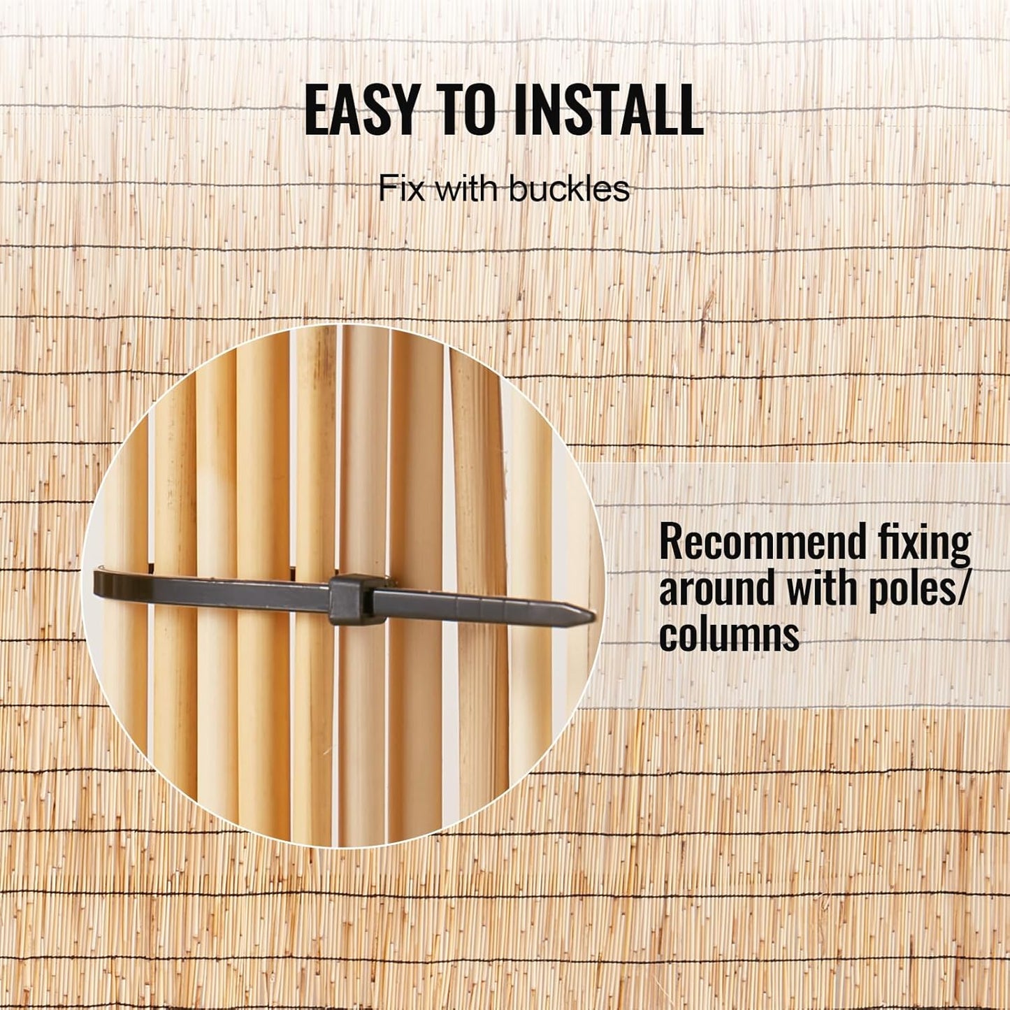 VEVOR Natural Reed Fencing, 5.5 ft x 16.4 ft, Reed Screen Curtain Balcony Fence Roll for Outdoor Backyard Patio, Decorative Fence for Backyard Garden Fencing Divider, Privacy Screen Panel Curtain-VerdiqueGarden