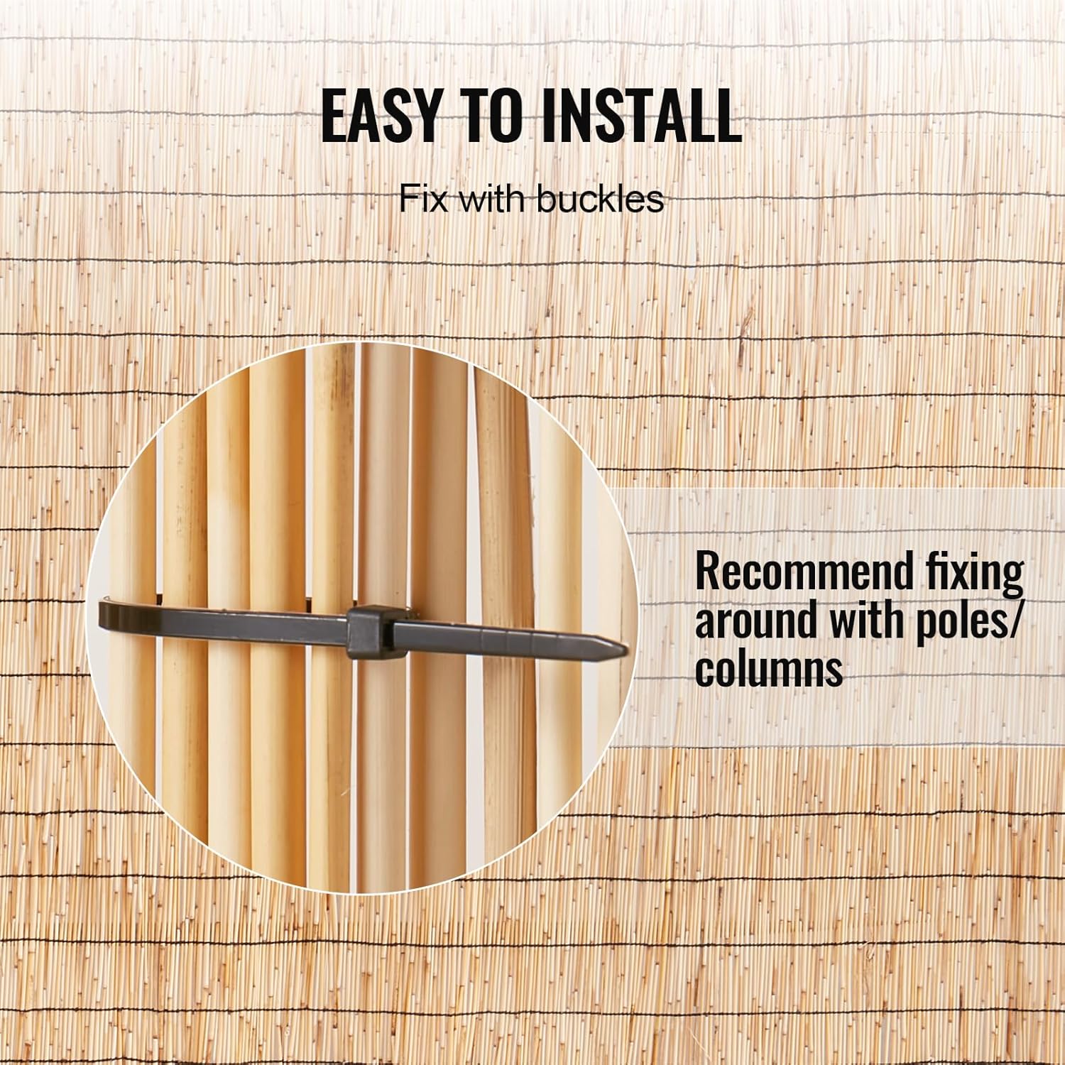 VEVOR Natural Reed Fencing, 5.5 ft x 16.4 ft, Reed Screen Curtain Balcony Fence Roll for Outdoor Backyard Patio, Decorative Fence for Backyard Garden Fencing Divider, Privacy Screen Panel Curtain-VerdiqueGarden