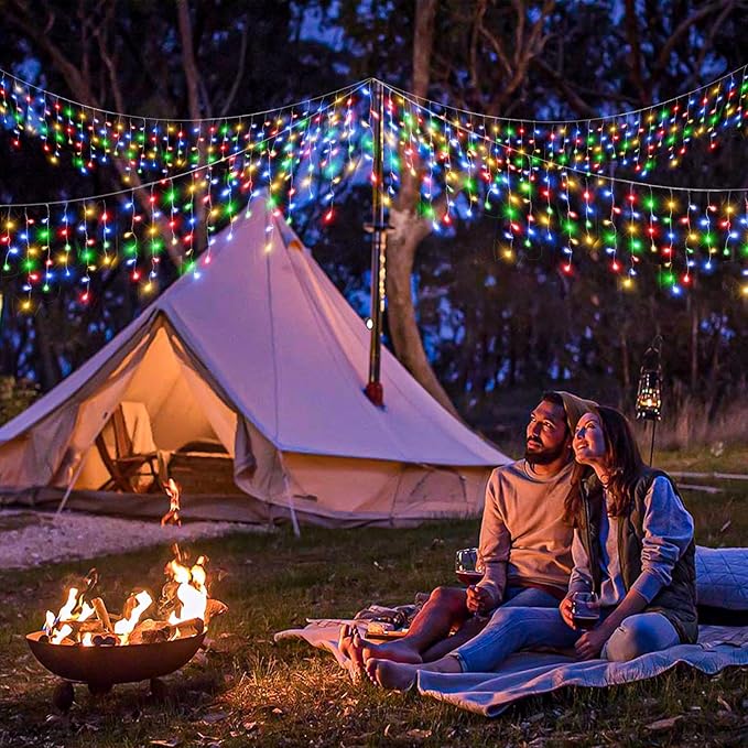 Icicle Lights for Outside, 33FT 400 LED Christmas Lights Outdoor Indoor with 8 Modes 75 Drops, Waterproof Connectable Twinkle String Light for Patio Yard Garden Wedding Party Decor, Multicolor-VerdiqueGarden