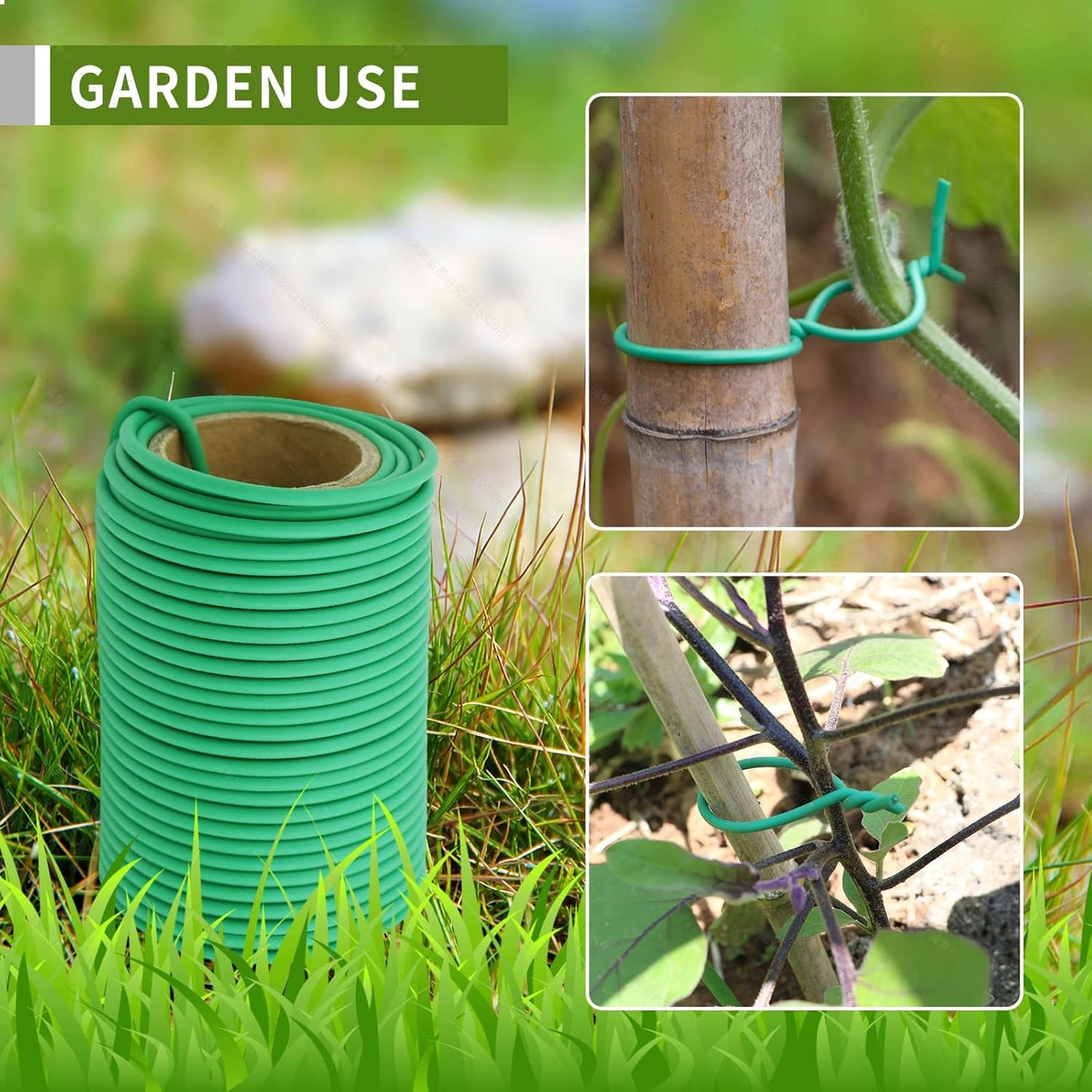 Garden Flexible Wire Tie, Soft Twist Plant Ties Support Plant Vines for Supporting and Fixing Garden Planting Branches Vines & Stems ，Organize Data Wire and Office Organization 65.6’ ( 3.5MM) (green)-VerdiqueGarden