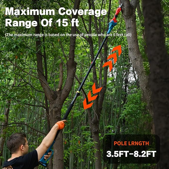 Pole Electric Pruning Shears with Portable Bag.Pole 1.6Inch(4CM) Electric Pruner for Tree Trimming Pole Tree Trimmer with 2Pcs 2000mAh Batteries(Jovant)-VerdiqueGarden