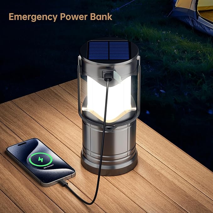Lichamp 4-Pack Solar Camping Lantern, USB Rechargeable LED Lanterns Battery Powered Pop Up Flashlight Lamps with Three Modes Power for Power Outages Hurricane Supplies Emergency Indoor & Outdoor-VerdiqueGarden