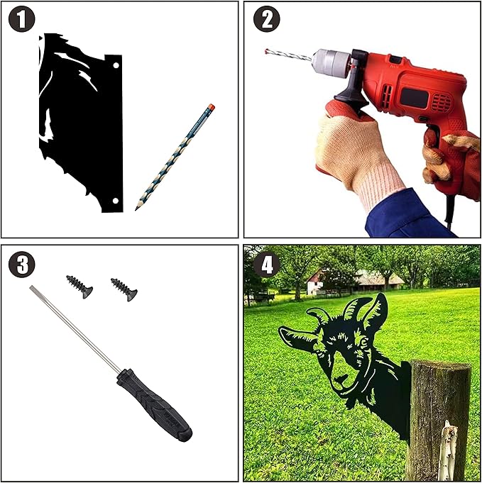 Peeping Goat Metal Art Farm Garden Decor Garden Fence Decoration Outdoor Decoration for Farmhouse,Yard,Lawn-VerdiqueGarden