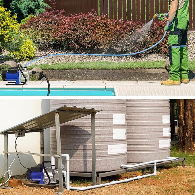 110V Electric Shallow Well Pump, 1.5HP 1532GPH 152FT Water Transfer Pump, Portable Stainless Steel Sprinkler Booster Jet Water Pumps for Garden Lawn Irrigation System-VerdiqueGarden