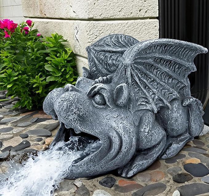 Gothic Gargoyle Statue Decor, Gutter Downspout Splash Block & Diverter, Lifelike Garden Rain Downspout Diverter, 3"x4" Decorative Gutter Extension, Outdoor Gargoyle Statues, Unique Home Accent-VerdiqueGarden