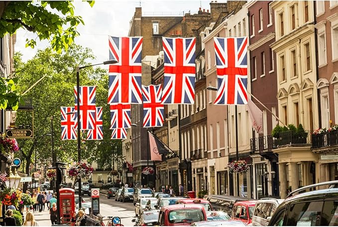 Homissor British Flag 2x3 Union Jack England Flags Embroidered Sewn Stripes United Kingdom UK Flag Heavy Duty Outdoor-VerdiqueGarden