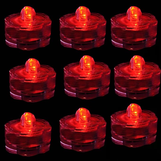 Super Bright LED Floral Tea Light Submersible Lights for Party Wedding (Red, 60 Pack)-VerdiqueGarden