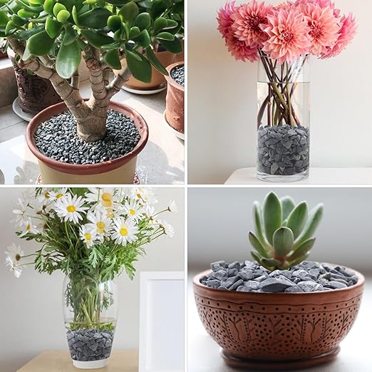 10lbs Grey Pebbles for Landscaping, 3/8inch Small Rocks for Succulent Cactus Plants, Natural Polished Pebbles, River Rocks for Plants, Vases, Garden-VerdiqueGarden