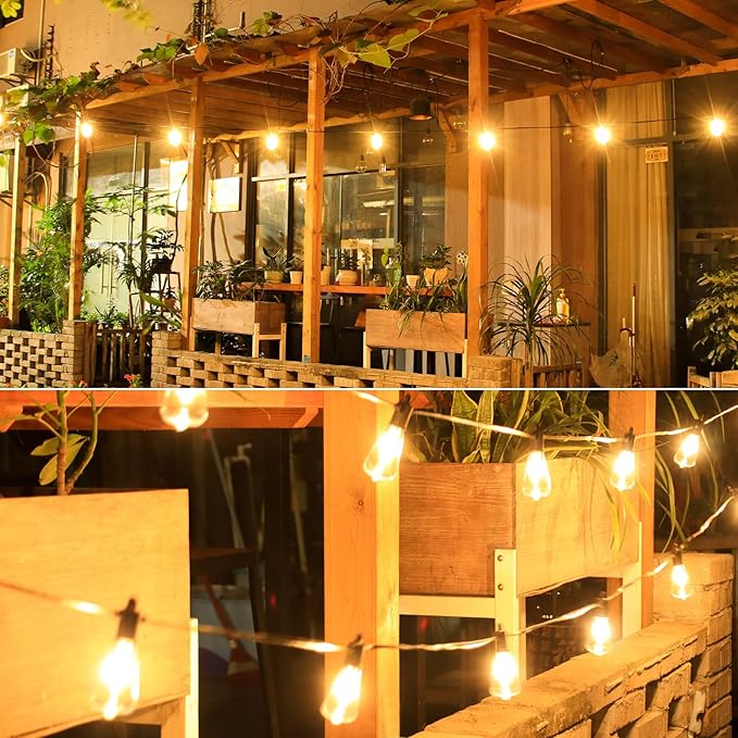 25ft Outdoor String Lights, LED Patio Hanging With 12 Shatterproof Bulbs, Waterproof ETL Listed Bistro for Backyard Garden Cafe-VerdiqueGarden