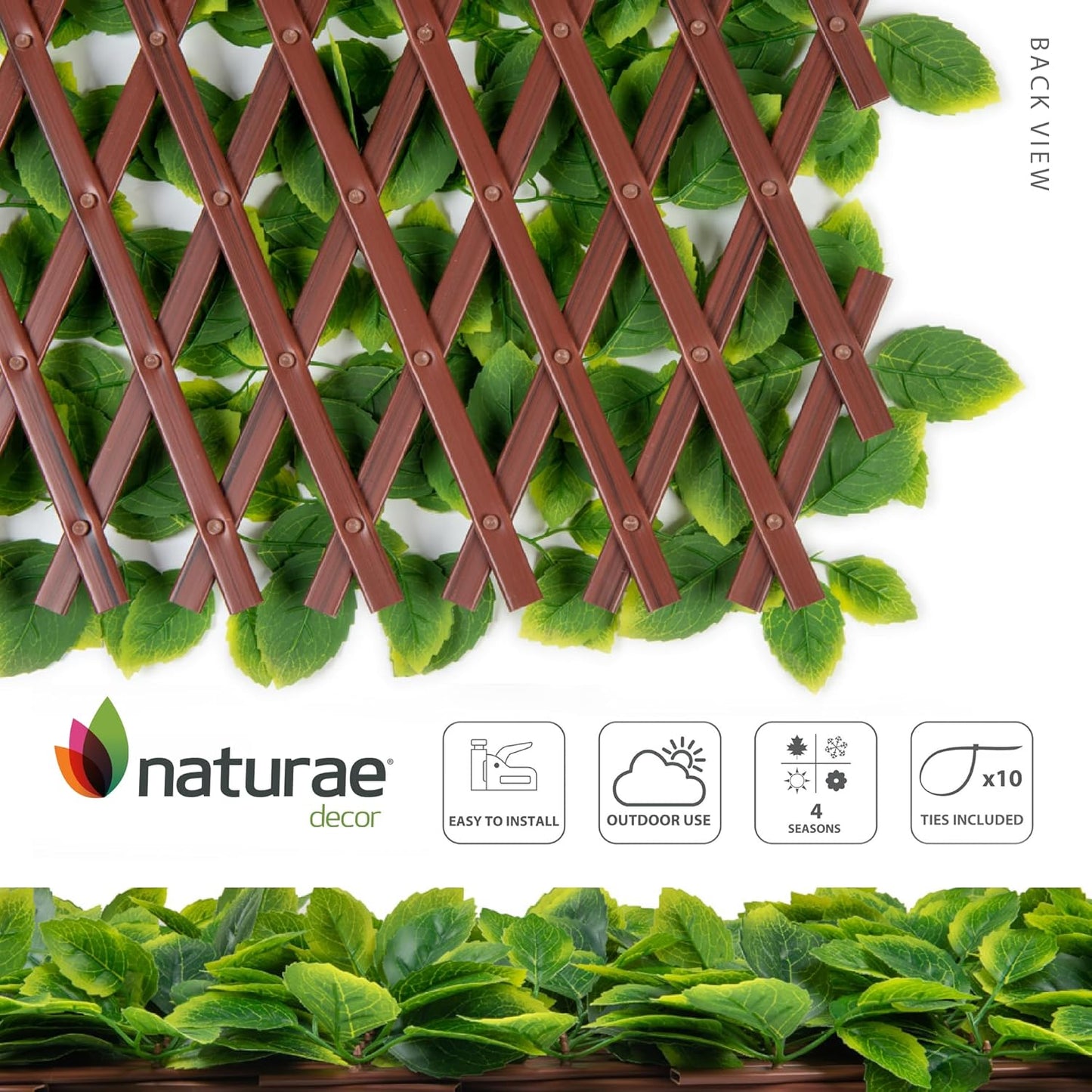 Naturae Decor PVC Expandable Trellis - Outdoor Privacy Screen - Sturdy and Flexible - Realistic Look - 36 in x 72 in - Mint Leaves-VerdiqueGarden