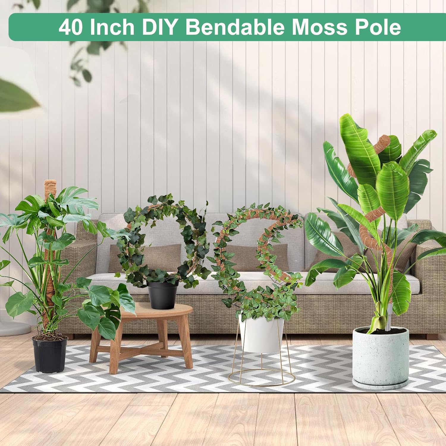 2 Pack Moss Pole, 40 Inch Monstera Plant Support, Moss Poles for Climbing Plants Indoor DIY, Coco Coir Plant Pole Moss Plant Stick Support Stake Kit for Potted Plants, Pothos, Philodendron-VerdiqueGarden