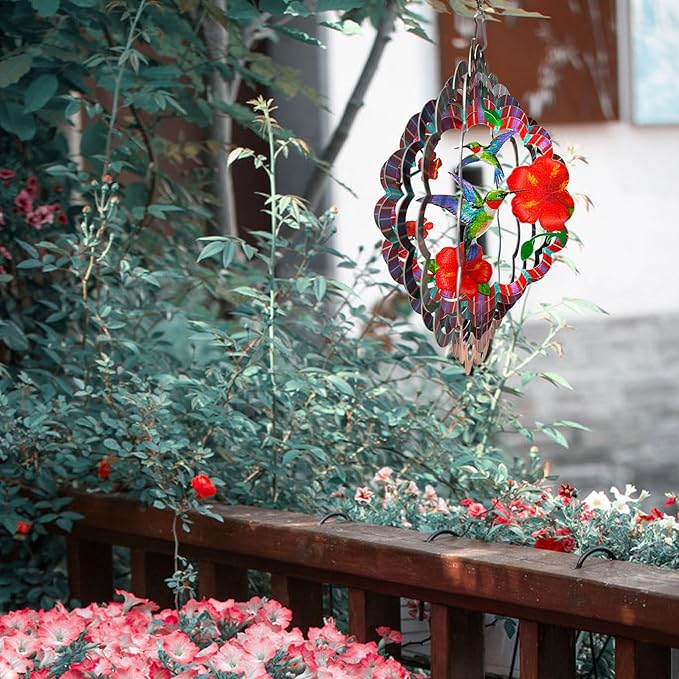 Hummingbird Wind Spinners Outdoor,6in Mandala Wind Spinner Hummingbird Gift for Women Men,Wind Spinner for Yard and Garden,Wind Sculpture for Yard Art Decorations,Christmas Decoration-VerdiqueGarden