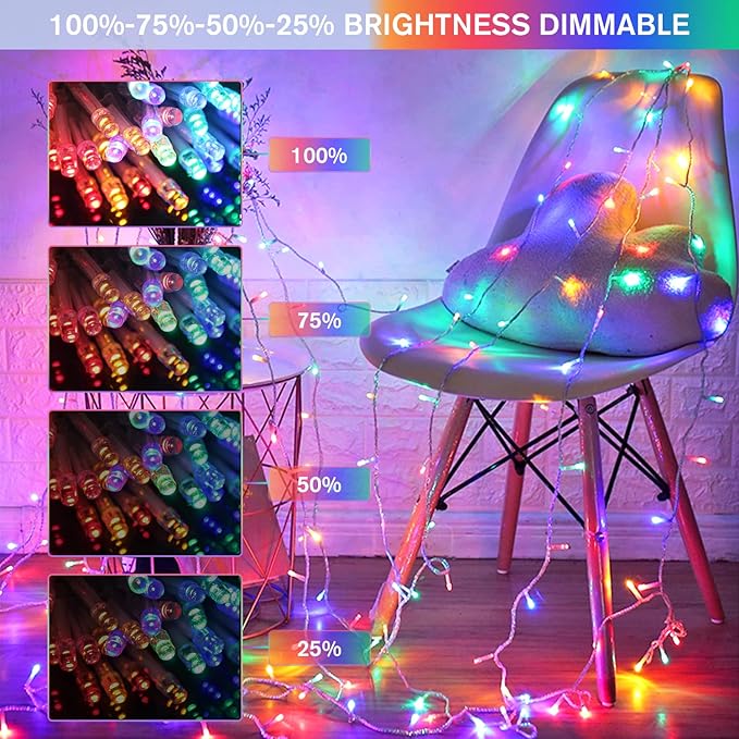 JMEXSUSS 100 LED Cool White & Multicolor Christmas Lights Indoor, Color Changing String Lights Plug in, 33ft Christmas String Lights Outdoor Waterproof for Xmas Tree Indoor Decor-VerdiqueGarden
