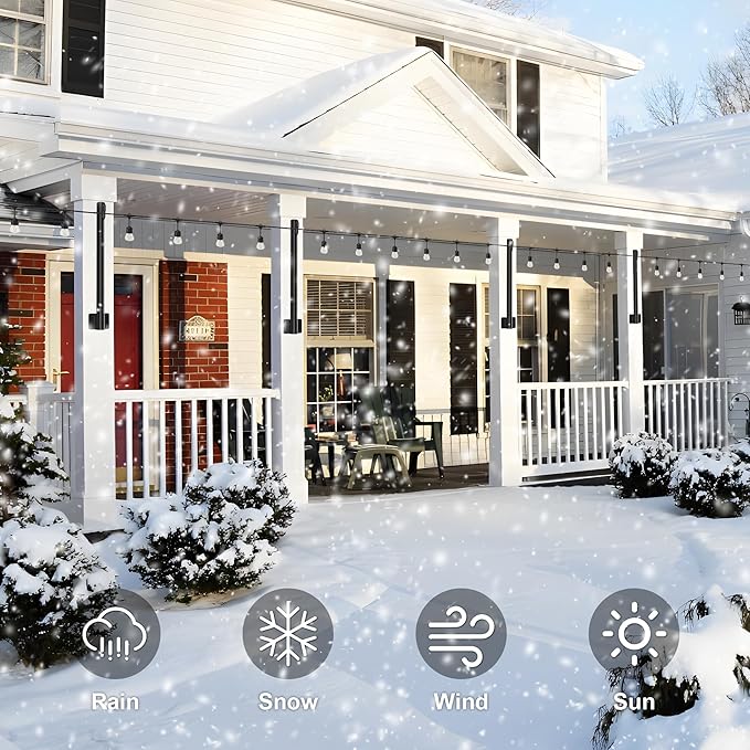 Suchtale 2 Pack 2.8 FT String Light Poles, Suspension Outdoor Fence Post Lights with Clip and Bracket, Outside String Lights Hanging, Wall Mounting Stand for Patio Garden Backyard Wedding Party, Black-VerdiqueGarden