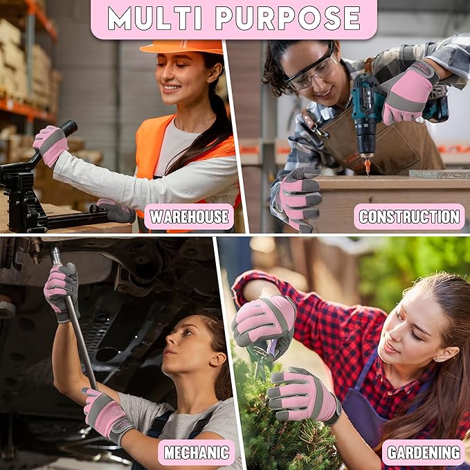 HANDLANDY Women Safety Work Gloves Utility Touch Screen Working Grip Glove for Yardwork Gardening Breathable Mechanic Gloves-VerdiqueGarden