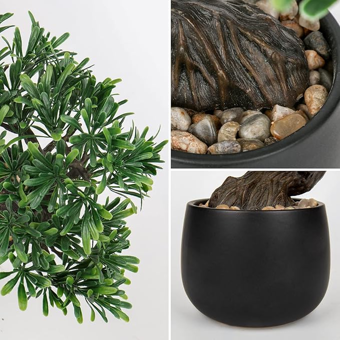 Artificial Bonsai Tree Juniper Faux Plants Indoor Fake Plants Decor with Ceramic Pots for Home Table Office Desk Bathroom Shelf Bedroom Living Room Farmhouse Decorations-VerdiqueGarden