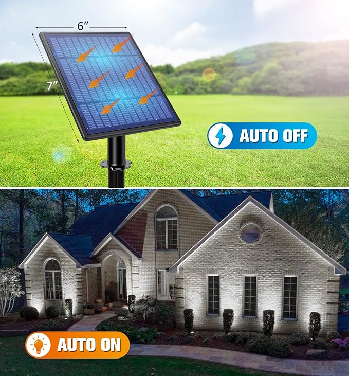 APONUO Metal Solar Spot Lights Outdoor with 9.8ft Cable Solar Powered Landscape Lighting Low Voltage IP65 Waterproof Auto On/Off for Outside Garden Yard Landscape Pathway Garage-Cool White(2-in-1)-VerdiqueGarden