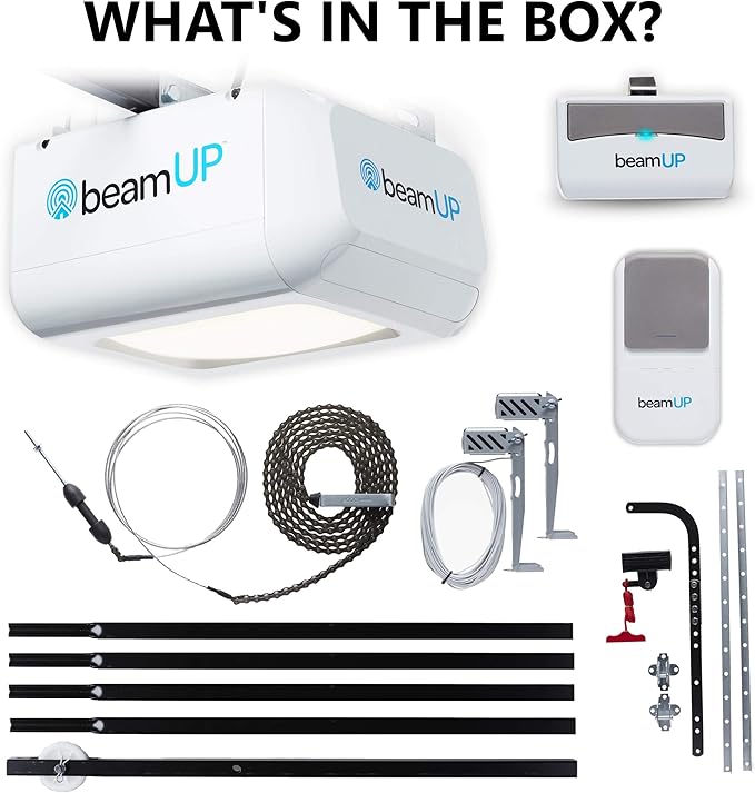 Workhorse BU100 Overhead Garage Door Opener with Heavy-Duty Chain Drive for Single or Double Doors, Wall Mount, and Remote Garage Opener Included, Quick and Easy Installation, White-VerdiqueGarden