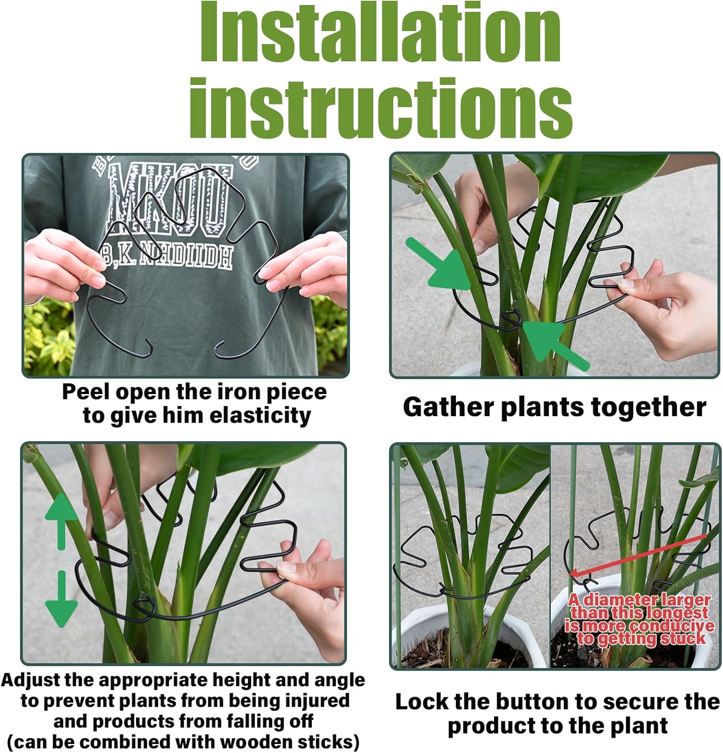 5PCS Monstera Plant Stem Support -7.3*6.25IN Adjustable Metal Stake for Climbing Plants, Durable Garden Support with Gentle Grips, Ideal for Indoor & Outdoor Use, Ideal Gift for Plant Lovers-VerdiqueGarden