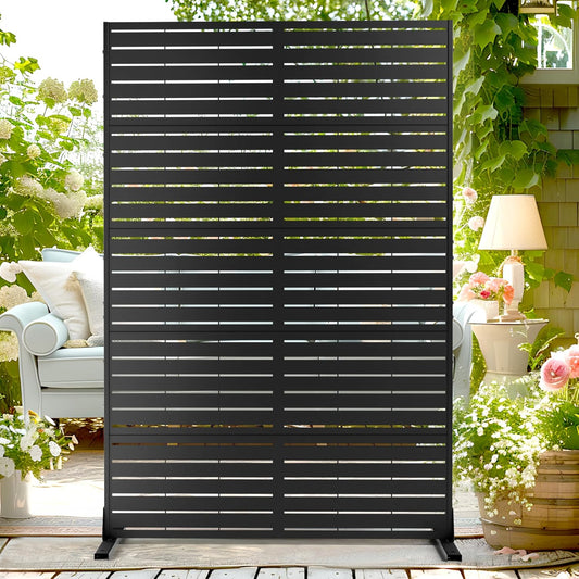 72" H×44" W Metal Privacy Screen Outdoor Privacy Screen Freestanding, Outdoor Privacy Screens and Panels for Patio Lawn Deck, Outdoor Privacy Panels Decorative Privacy Fence(Consists of 5 Panels)-VerdiqueGarden